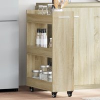 Berkfield Home Cabinet with Wheels Sonoma Oak 60x22x79 cm Engineered Wood in Brown | Size: 60 x 22 x 79 cm