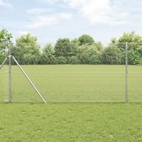 Berkfield Home Welded Wire Fence with 13 Posts 1.4x50 m Galvanised Steel in Silver