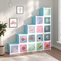 Berkfield Home Cube Storage Cabinet for Kids with 15 Cubes Blue PP