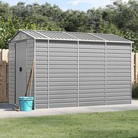 Berkfield Home Garden Shed Light Grey 191x300x198 cm Galvanised Steel | Size: 191 x 300 x 198 cm