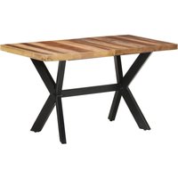 Berkfield Home Dining Table 140x70x75 cm Solid Wood with Honey Finish in Brown | Size: 140 x 70 x 75 cm