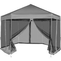 Berkfield Home Hexagonal Pop-Up Marquee with 6 Sidewalls Grey 3.6x3.1 m