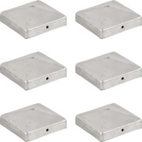 Berkfield Home Pyramid Fence Post Caps 6 pcs Galvanised Metal 91x91 mm in Silver
