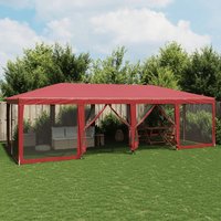 Berkfield Home Party Tent with 12 Mesh Sidewalls Red 8x4 m HDPE