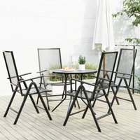 Berkfield Home Reclining Garden Chair Set 5 pcs Anthracite Powder-coated Steel in Black