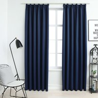 Berkfield Home Blackout Curtains with Hooks 2 pcs Blue 140x225 cm
