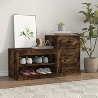 Berkfield Home Shoe Cabinet Smoked Oak 100x42x60 cm Engineered Wood in Brown | Size: 100 x 42 x 60 cm