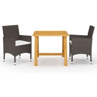 Berkfield Home 3 Piece Garden Dining Set with Cushions Brown