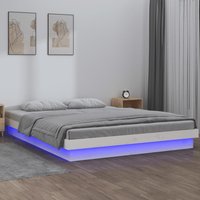 Berkfield Home LED Bed Frame without Mattress White 140x200 cm Solid Wood