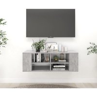 Wall Mounted TV Cabinet Concrete 102x35x35 cm Engineered Wood x 35 x 35 cm