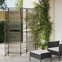 Berkfield Home Room Divider 4 Panels Grey Poly Rattan