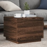 Berkfield Home Coffee Table with LED Lights Brown Oak 50x50x40 cm | Size: 50 x 50 x 40 cm