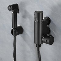 Matte Black Bidet Douche & Thermostatic Bar Valve Spray Kit