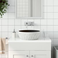 Berkfield Home Countertop Basin Black & Grey Round Φ41x14 cm Ceramic | Size: 41x14 cm