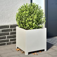 Berkfield Home Garden Planters 2 pcs White 40x40x40 cm Steel | Size: 40 x 40 x 40 cm