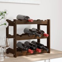 Berkfield Home Wine Rack for 12 Bottles Brown Solid Wood Pine