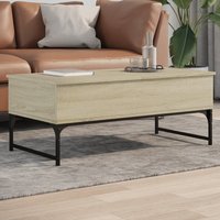 Berkfield Home Coffee Table Sonoma Oak 100x50x40 cm Engineered Wood & Metal in Brown | Size: 100 x 50 x 40 cm