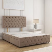 Mulberry Divan Bed Velvet 24"Headboard 2Drawers Same Side No Mattress Single