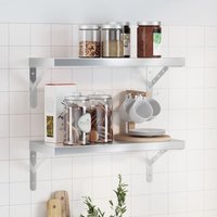 Berkfield Home Wall Shelves 2 pcs 50x23.5x3 cm Silver Stainless Steel