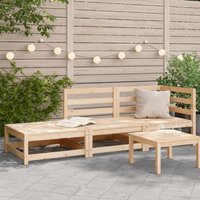 Berkfield Home Garden Sofa with Footstool 2-Seater Solid Wood Pine in Brown