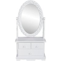 Berkfield Home Vanity Makeup Table with Oval Swing Mirror MDF in White