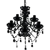 Berkfield Home BLACK Crystal Light 5 Bulb
