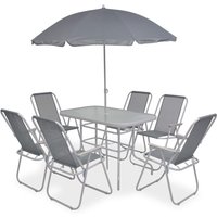Berkfield Home 8 Piece Outdoor Dining Set Steel & Textilene Grey