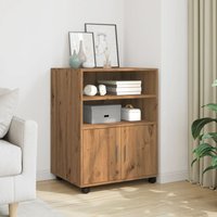 Berkfield Home Rolling Cabinet Artisian Oak 60x48x81 cm Engineered Wood in Brown | Size: 60 x 48 x 81 cm