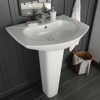 Berkfield Home Freestanding Basin with Pedestal Ceramic White 650x520x200 mm