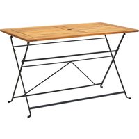 Berkfield Home Folding Garden Table 120x70x74 cm Solid Acacia Wood in Brown | Size: 120 x 70 x 74 cm