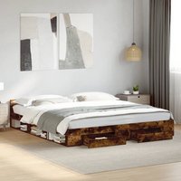 Berkfield Home Bed Frame with Drawers without Mattress Smoked Oak 180x200 cm Super King in Brown