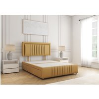 Lily Divan Bed Plush Velvet 24" Headboard & 4 Drawers No Mattress King