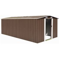 Berkfield Home Garden Shed 257x489x181 cm Metal Brown | Size: 257 x 489 x 181 cm