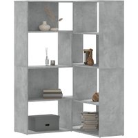Berkfield Home Corner Bookcase 4-Tier Concrete Grey 85x85x140 cm Engineered Wood | Size: 85 x 85 x 140 cm