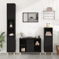 Berkfield Home Sink Cabinet Black 80x33x60 cm Engineered Wood | Size: 80 x 33 x 60 cm