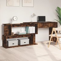 Berkfield Home Corner Desk Smoked Oak 200x50x76 cm Engineered Wood in Brown | Size: 200 x 50 x 76 cm