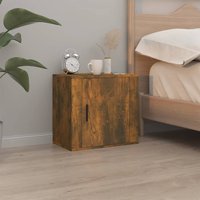 Berkfield Home Wall-mounted Bedside Cabinet Smoked Oak 50x30x47 cm in Brown | Size: 50 x 30 x 47 cm
