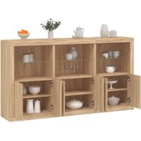 Sideboard LED Lights Sonoma Oak 181.5x37x100 cm