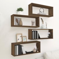 Wall Cube Shelves 4 pcs Oak 60x15x23 cm Engineered Wood x 15 x 23 cm