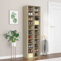 Berkfield Home Shoe Cabinet Sonoma Oak 54x34x183 cm Engineered Wood in Brown | Size: 54 x 34 x 183 cm
