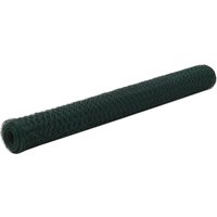 Berkfield Home Chicken Wire Fence Steel with PVC Coating 25x1.2 m Green