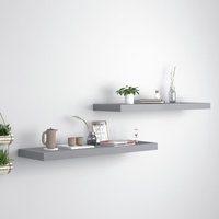 Berkfield Home Floating Wall Shelves 2 pcs Grey 80x23.5x3.8 cm MDF