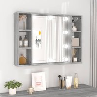 Berkfield Home Mirror Cabinet with LED Grey Sonoma 76x15x55 cm | Size: 76 x 15 x 55 cm