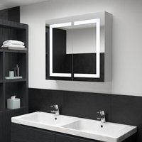 Berkfield Home LED Bathroom Mirror Cabinet 80x12.2x68 cm in White