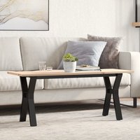 Berkfield Home Coffee Table Y-Frame 110x40x45 cm Solid Wood Pine & Steel in Brown | Size: 110 x 40 x 45 cm
