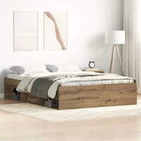 Berkfield Home Bed Frame without Mattress Artisan Oak 135x190 cm Engineered Wood in Brown