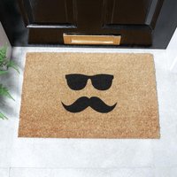 Artsy Mats Mustache & Glasses Doormat in Black | Size: 40 cm x 60 cm