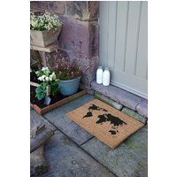 Artsy Mats World Map Doormat - Regular 60x40cm in Black | Size: 40 cm x 60 cm