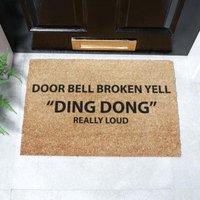 Artsy Mats Yell Ding Dong Doormat - Regular 60x40cm in Black | Size: 40 cm x 60 cm