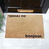 Artsy Mats Bonjour Au Revoir Doormat - Regular 60x40cm in Black | Size: 40 cm x 60 cm